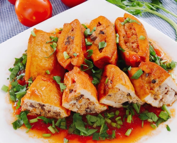 cách làm món đậu nhồi thịt