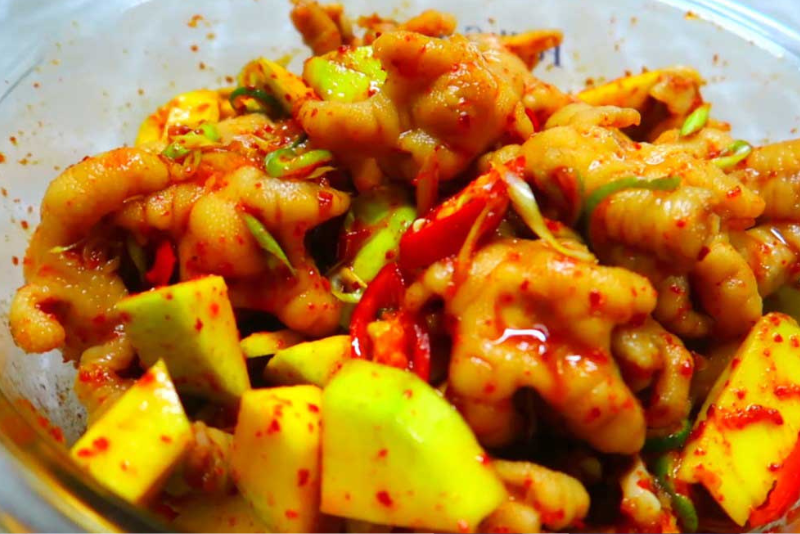 cách làm món chân gà sả tắc xoài