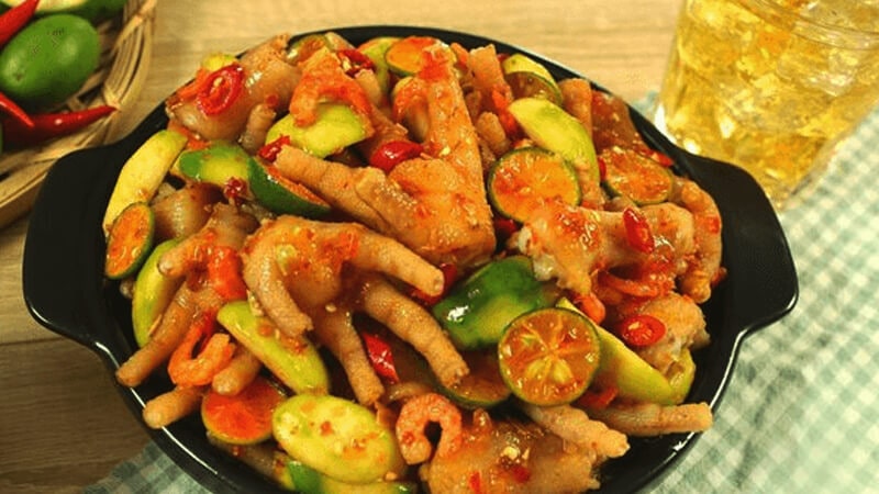 cách làm món chân gà sốt thái