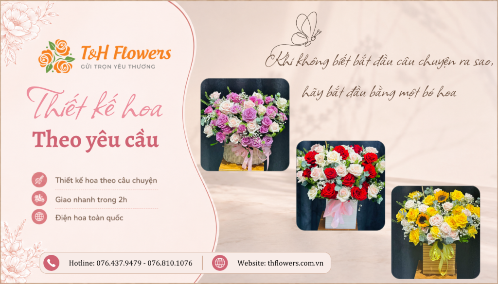 Các giỏ hoa đẹp được thiết kế tại T&H Flowers