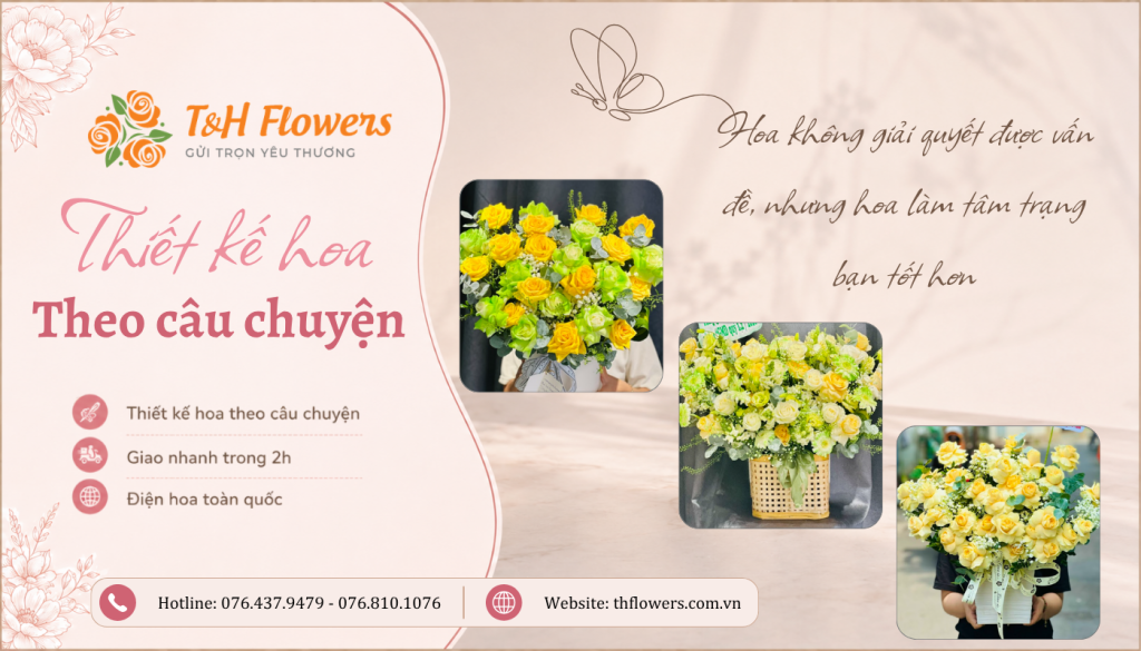 Các giỏ hoa đẹp được thiết kế tại T&H Flowers