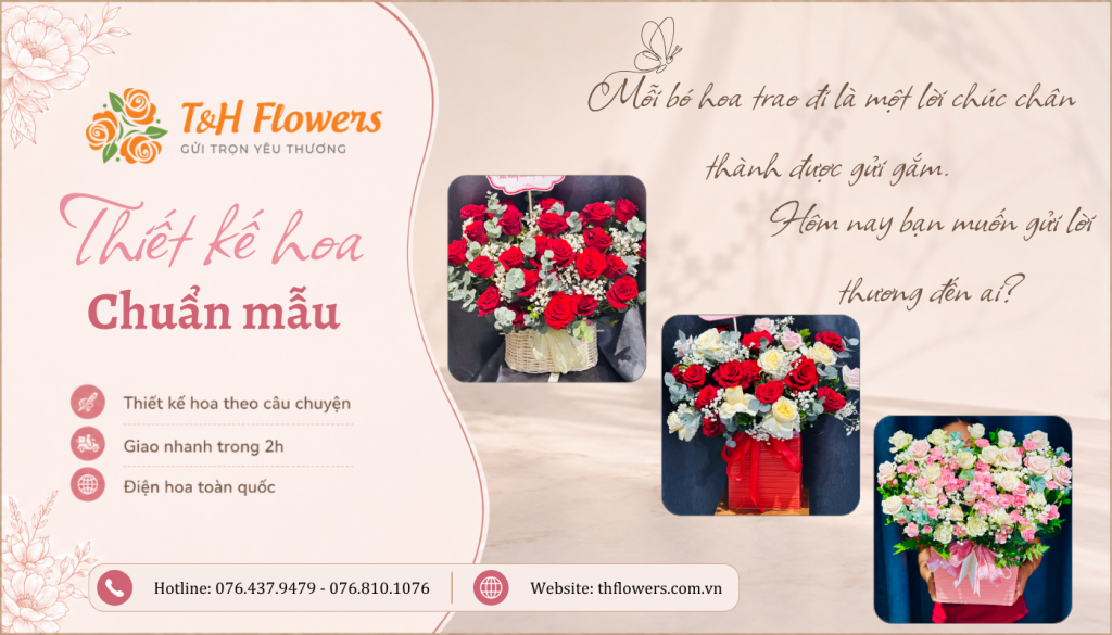 Các giỏ hoa đẹp được thiết kế tại T&H Flowers