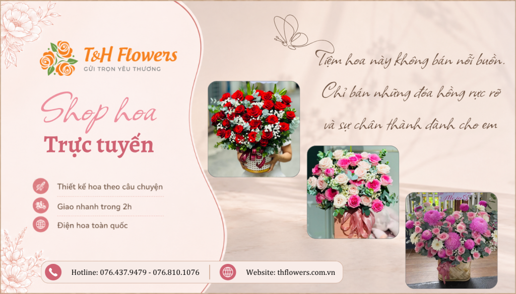 Các giỏ hoa đẹp được thiết kế tại T&H Flowers
